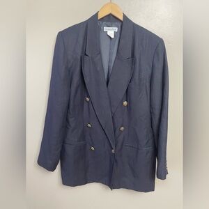 Stephanie Andrews women’s size 16 linen blend jacket navy vintage nautical